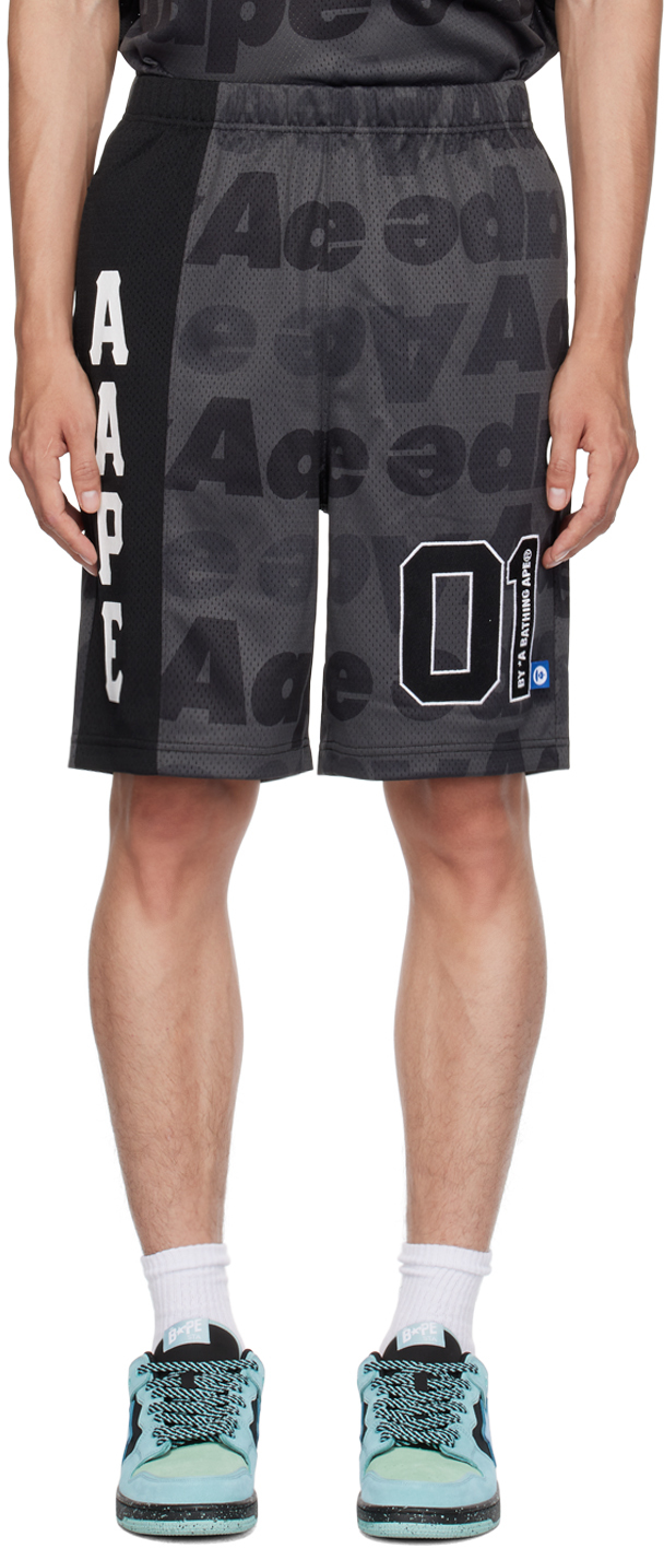 Short noir à logos Moonface AAPE by A Bathing Ape en solde