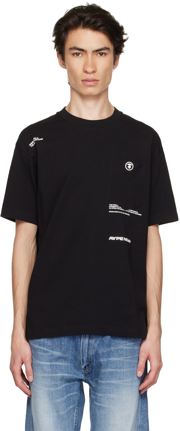 Aape By A Bathing Ape Chest-pocket Cotton T-shirt In Schwarz