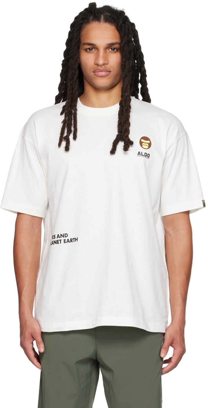 Aape By A Bathing Ape White Graphic Patch T-shirt In Ivx