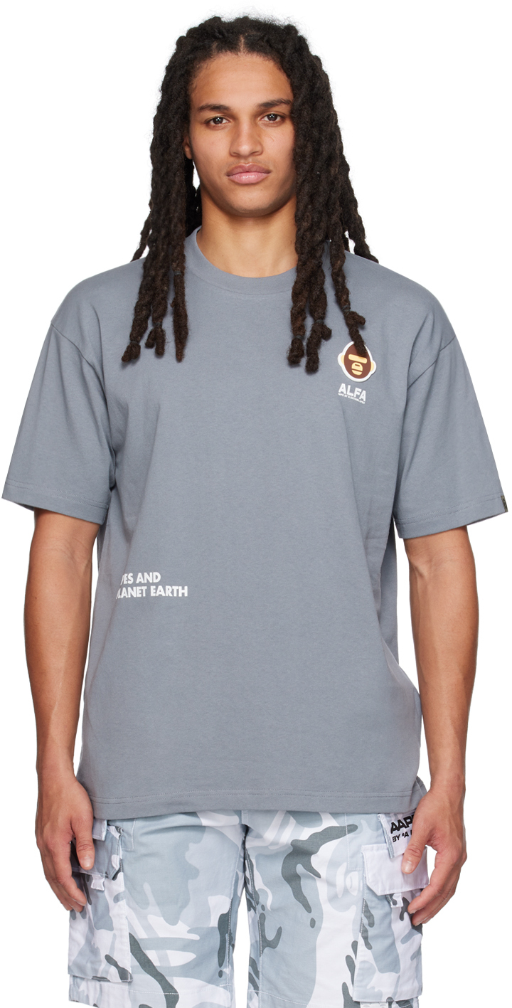 Aape By A Bathing Ape Logo-patch Cotton T-shirt In Grau