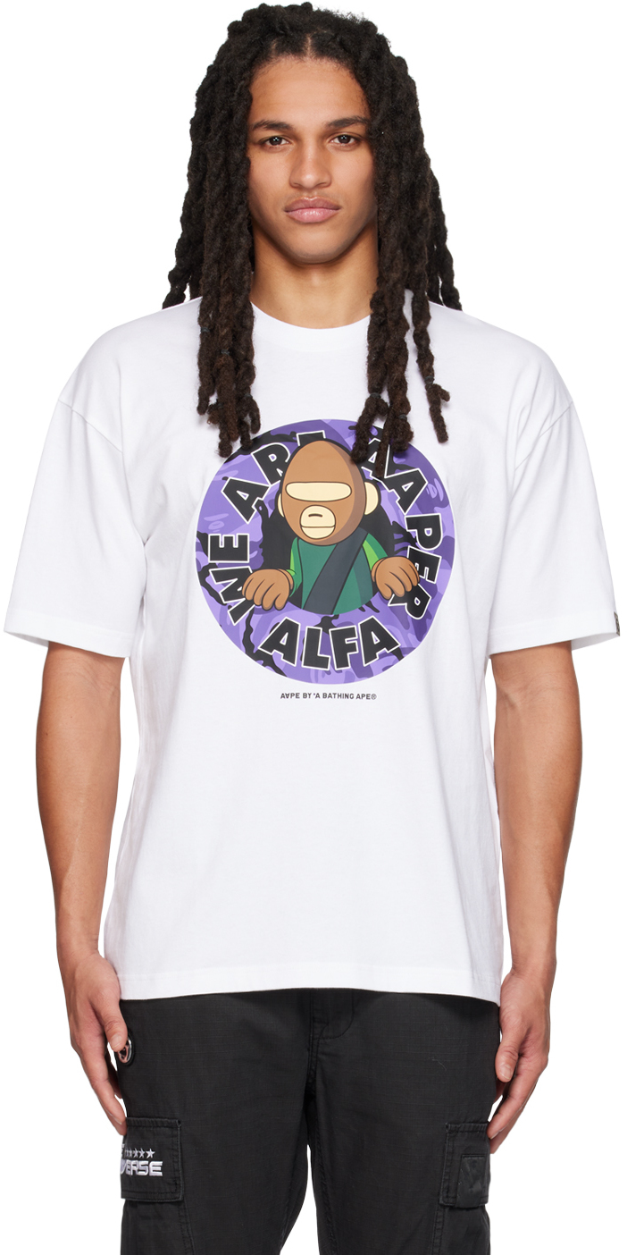 Aape By A Bathing Ape White 'aaper Alfa' T-shirt In Whx