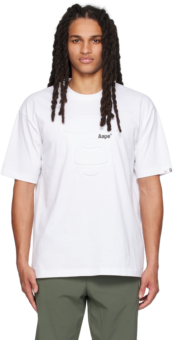 Aape By A Bathing Ape Embossed-logo Cotton T-shirt In White