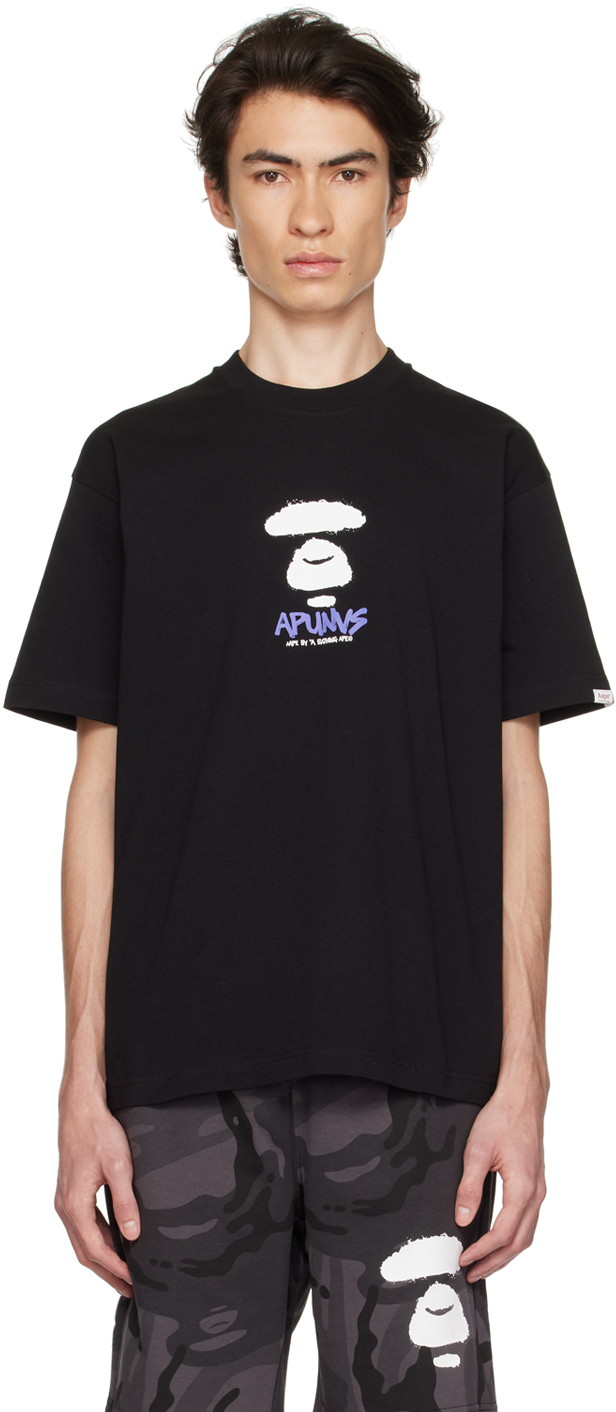 Aape By A Bathing Ape Black Printed T-shirt In Bkx