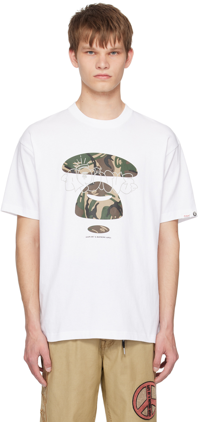 Aape By A Bathing Ape White Printed T-shirt In Whx