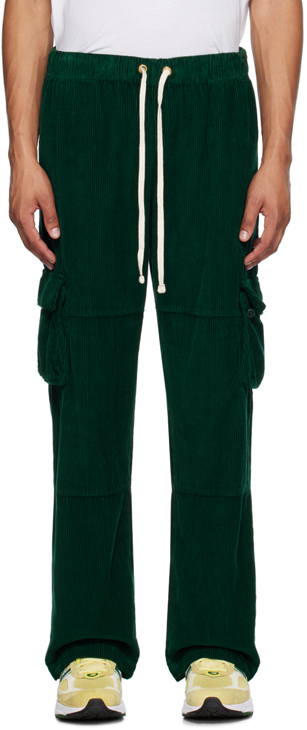 Les Tien Green Drawstring Cargo Pants In Emerald