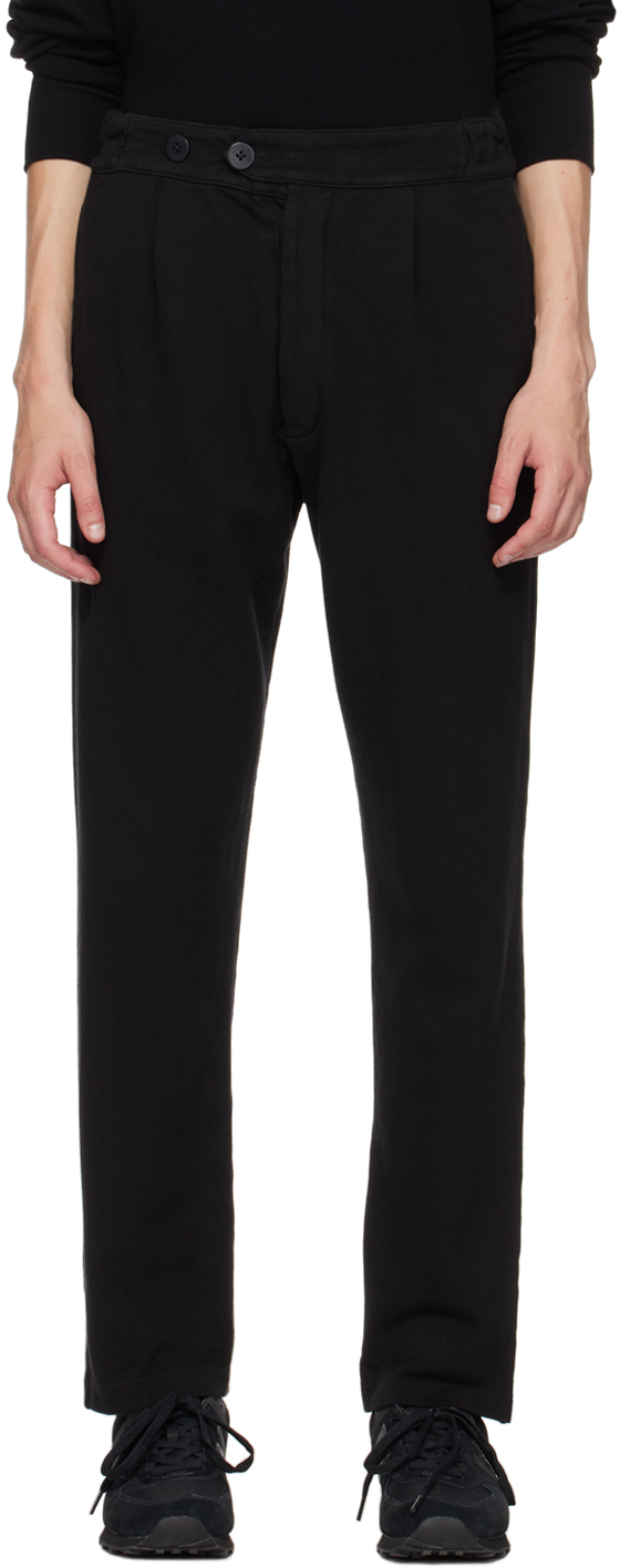 Les Tien Black Button-fly Trousers In Black Stone