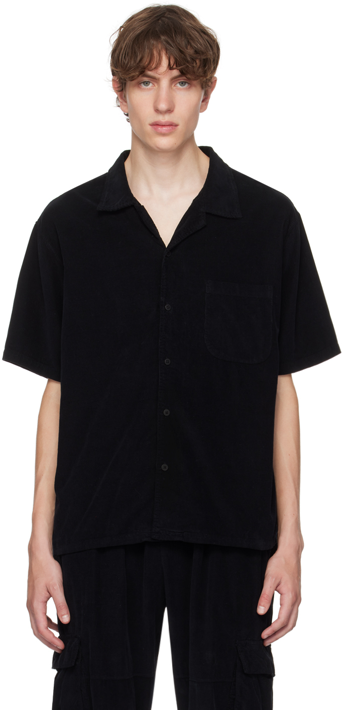Shop Les Tien Black Pocket Shirt