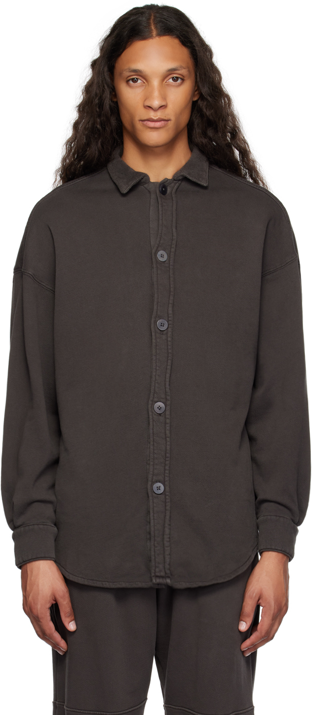 Les Tien Gray Button Shirt In Vintage Black