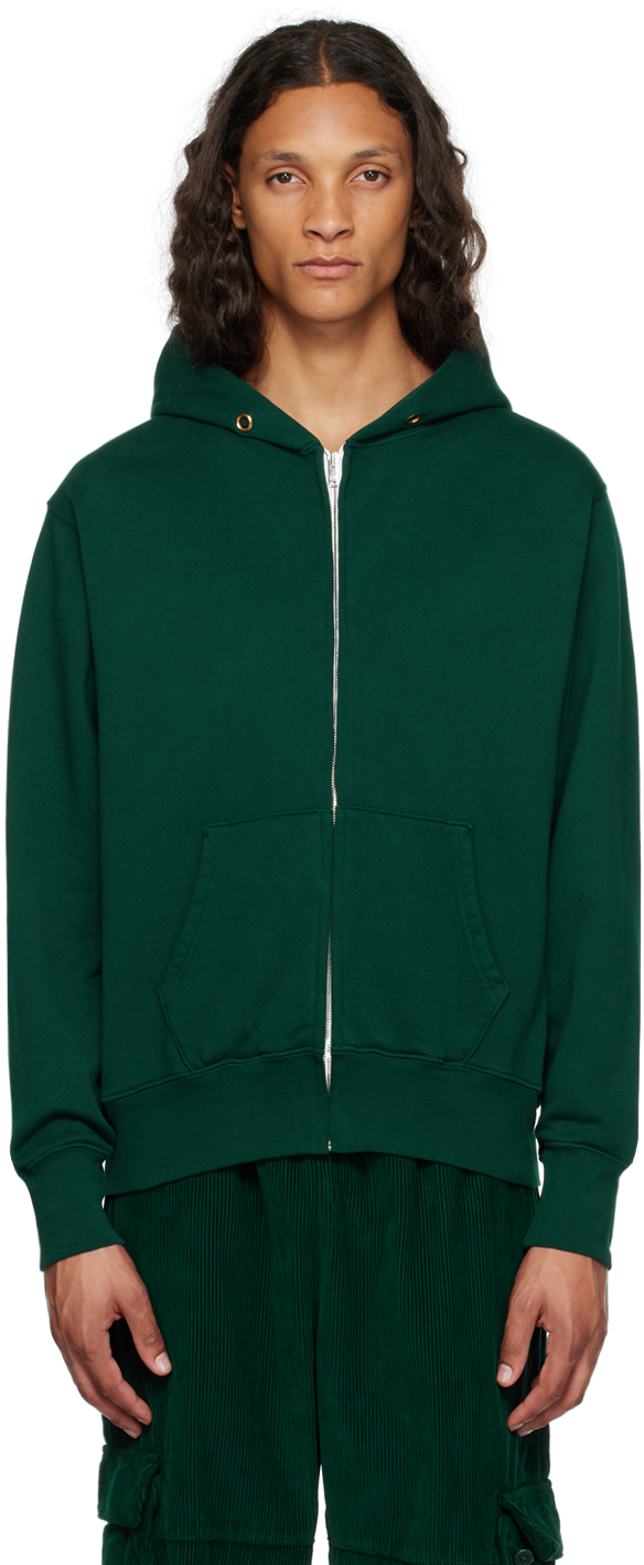 Les Tien Green Full Zip Hoodie In Emerald