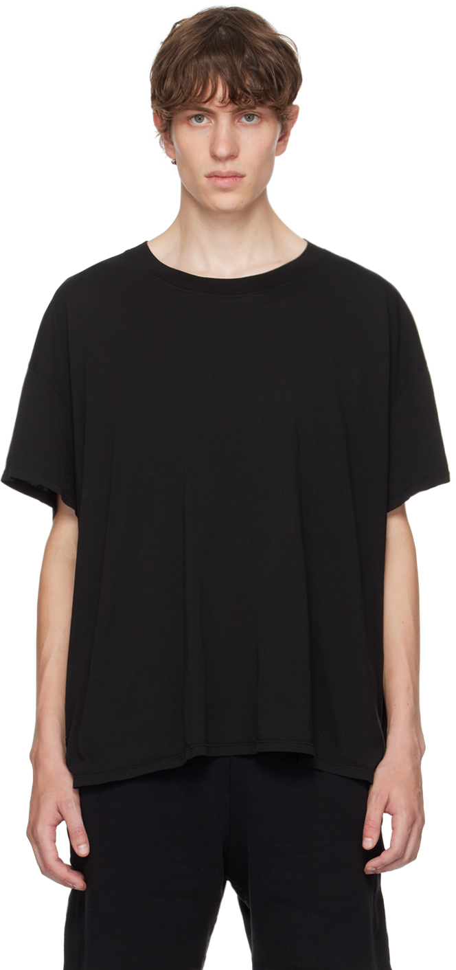 Shop Les Tien Black Lightweight T-shirt In Jet Black