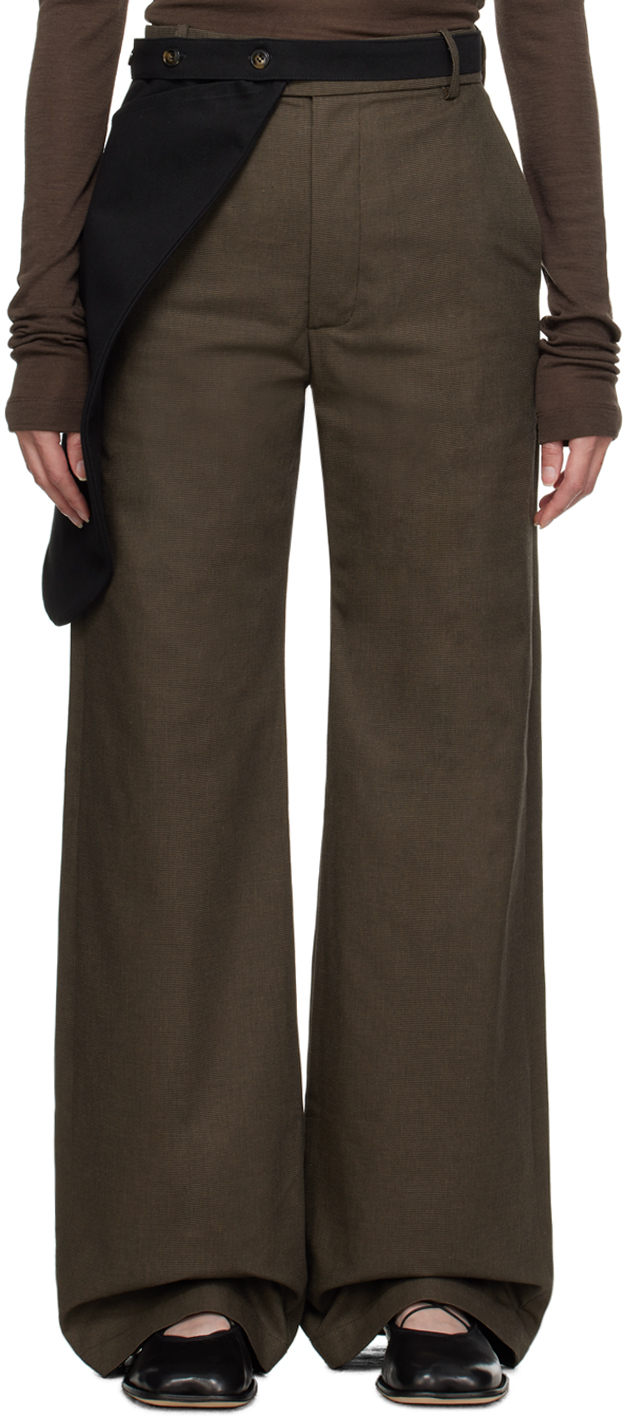 Strongthe Brown Pouch Trousers In Brown/ Black