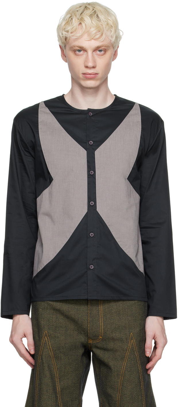 Black & Gray Appliqué Shirt