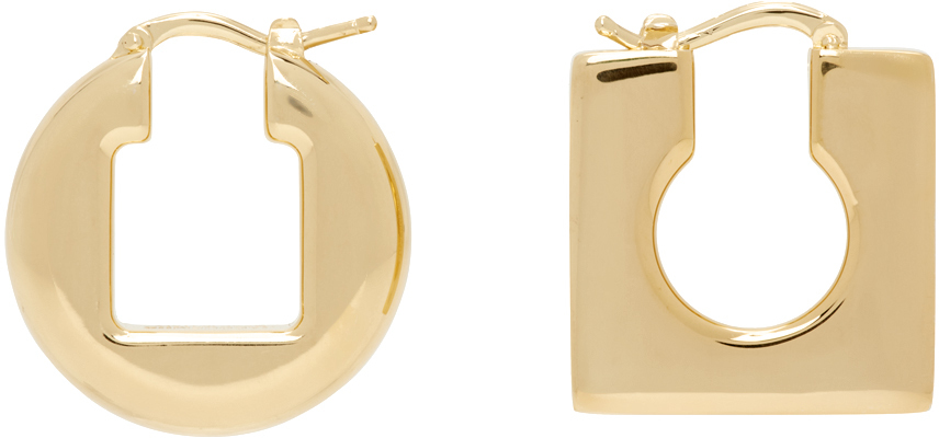 Jacquemus Les Boucles Rond Carre Earrings In Gold