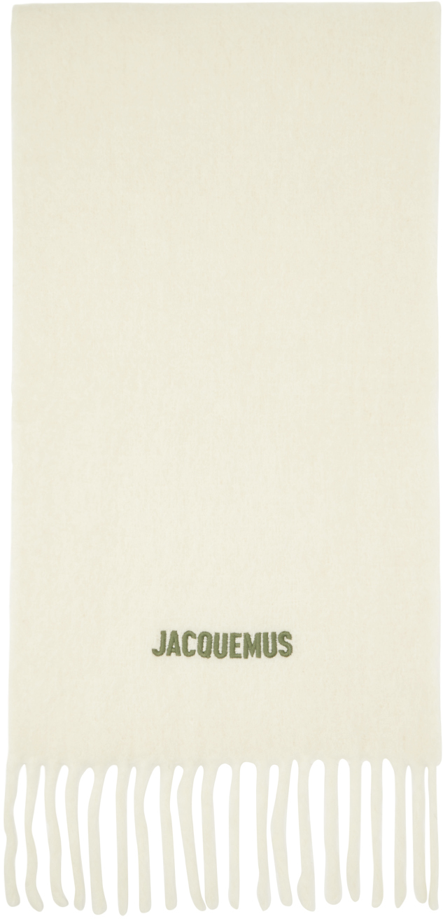 Jacquemus Off-white & Green Le Chouchou 'l'echarpe Moisson' Scarf In Neutral