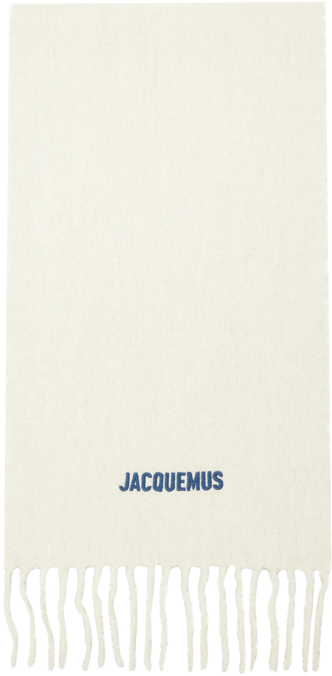 Jacquemus Off-white & Navy Le Chouchou 'l'echarpe Moisson' Scarf In Neutral