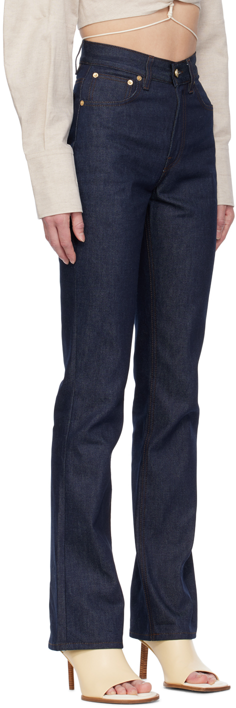 Jacquemus Navy Le Chouchou 'le De Nîmes' Jeans In 38b Navy/brown