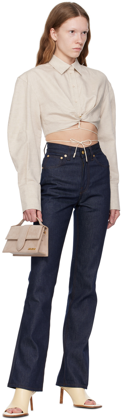 Jacquemus Navy Le Chouchou 'le De Nîmes' Jeans In 38b Navy/brown