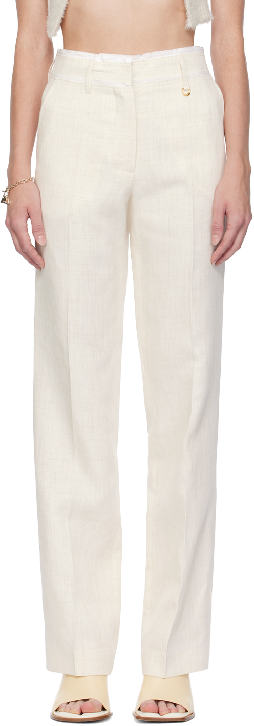 Shop Jacquemus Off-white Le Chouchou 'le Pantalon Ficelle' Trousers In 110 Off/white