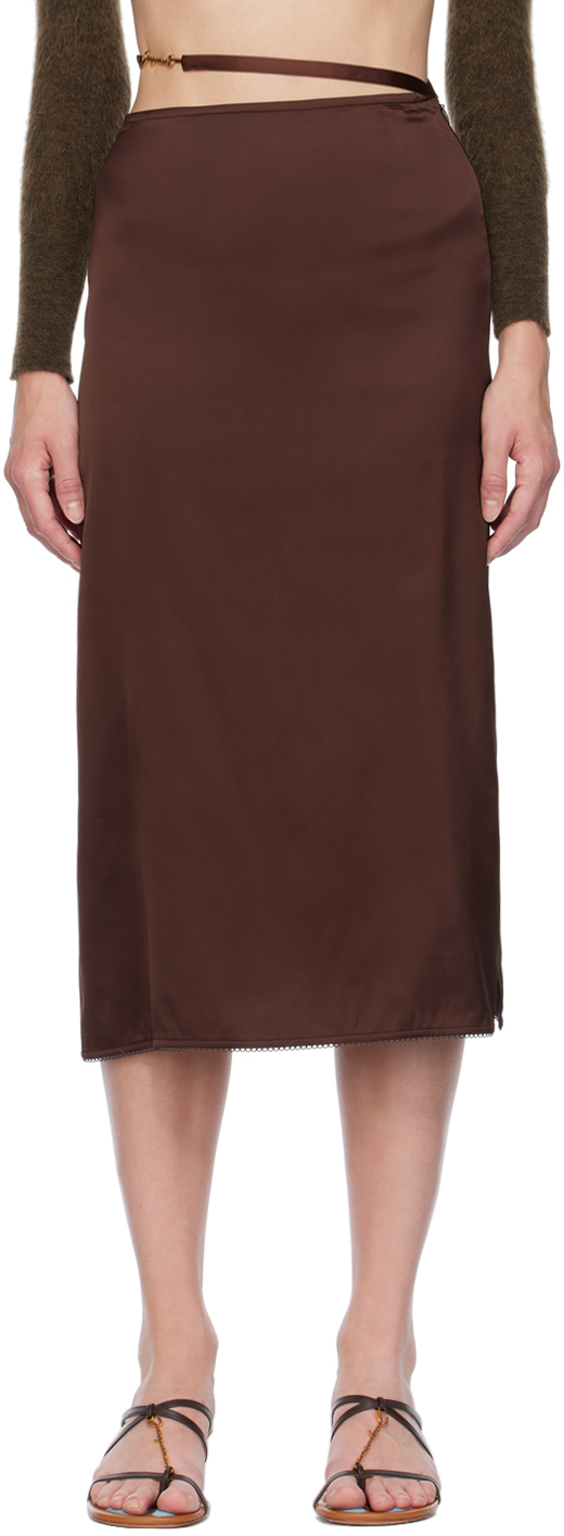 Shop Jacquemus Brown Le Chouchou 'la Jupe Notte' Midi Skirt In 880 Dark Brown