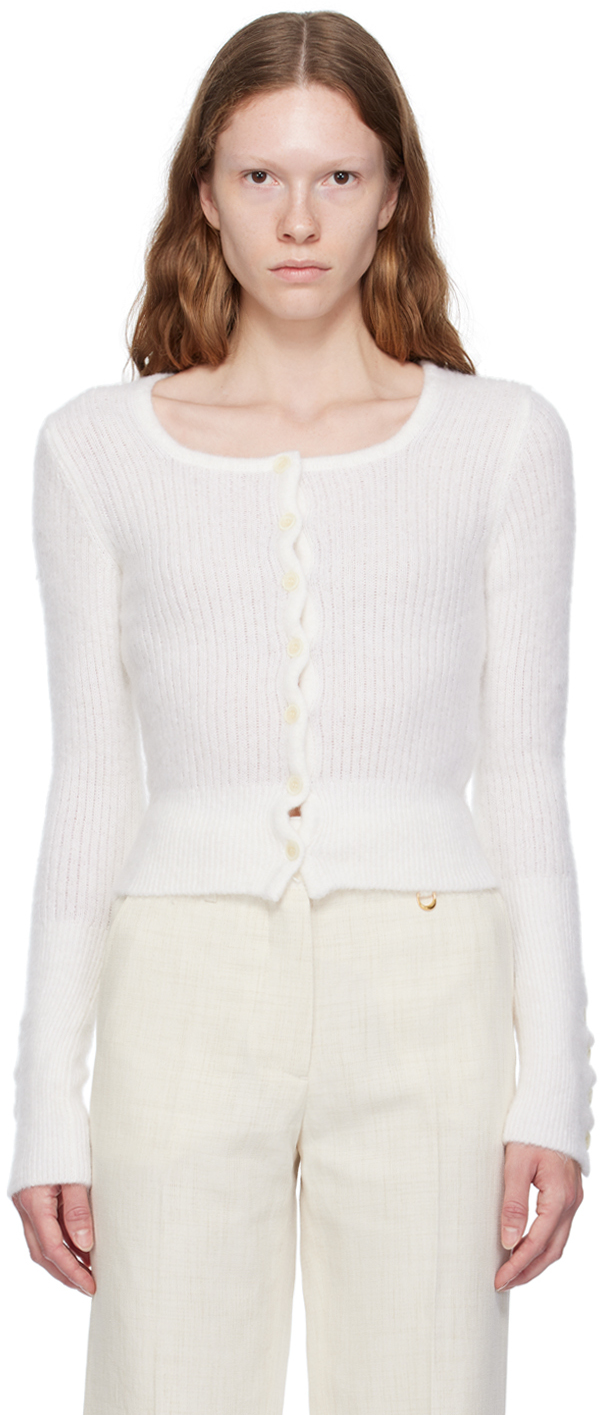 Jacquemus La Maille Piccinni Wool Blend Cardigan In White