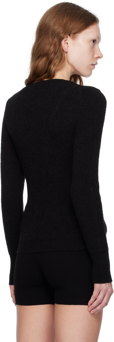 Jacquemus Pau Asymmetric Knitted Cardigan In 990 Black