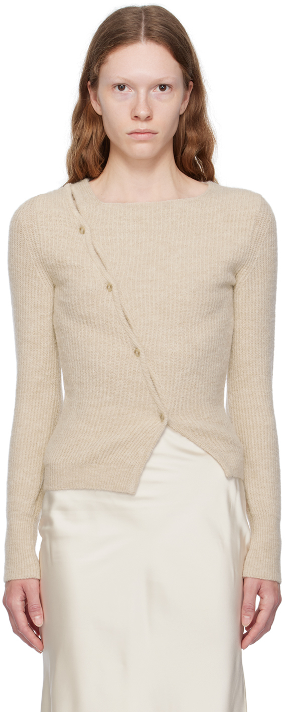 Pull Jacquemus "La Maille" Beige Avec Logo - Taille XS - Occasion En Parfait état