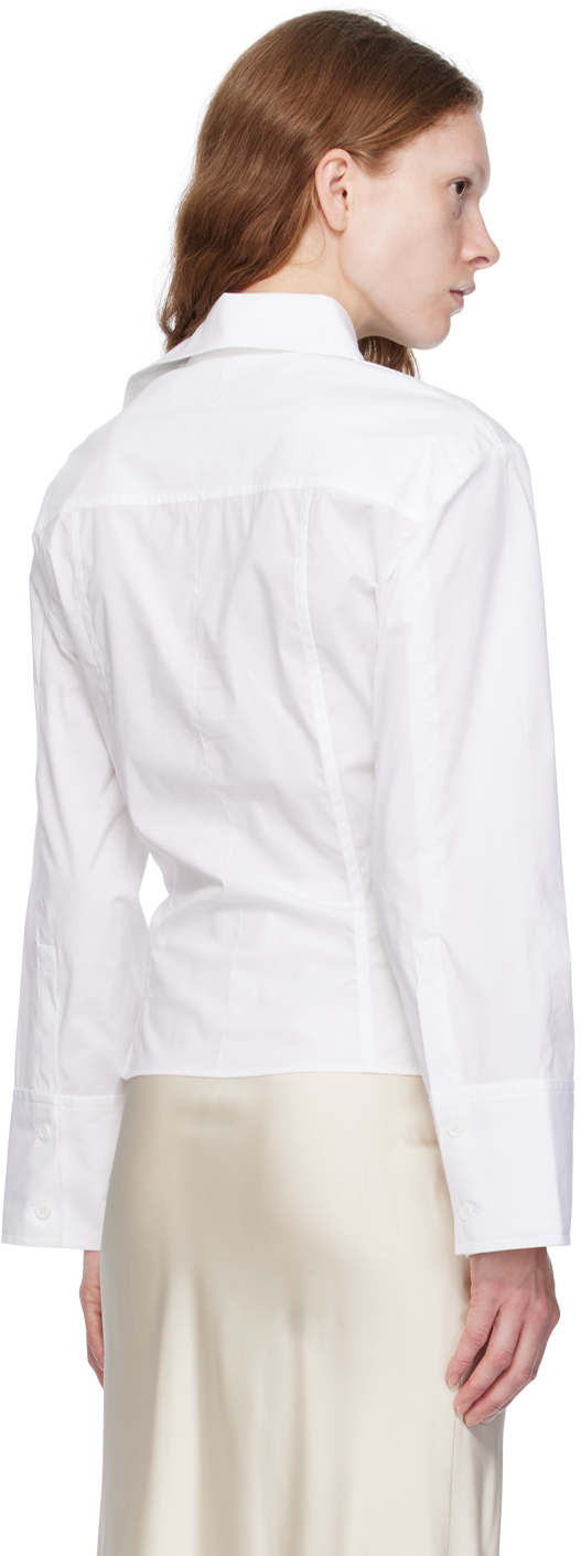 Jacquemus La Chemise Ruban Stretch Cotton Shirt In 100 White