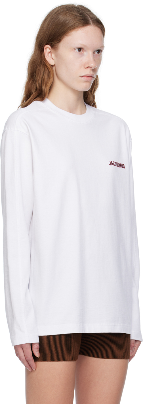 Jacquemus White Le Chouchou 'le T-shirt Pavane Manches Longues' Long Sleeve T-shirt In 1fu Jelly White