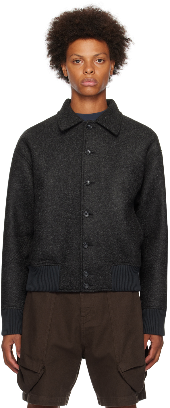 Jacquemus Le Bomber Feltro Collared Bomber Jacket In 970 Dark Grey