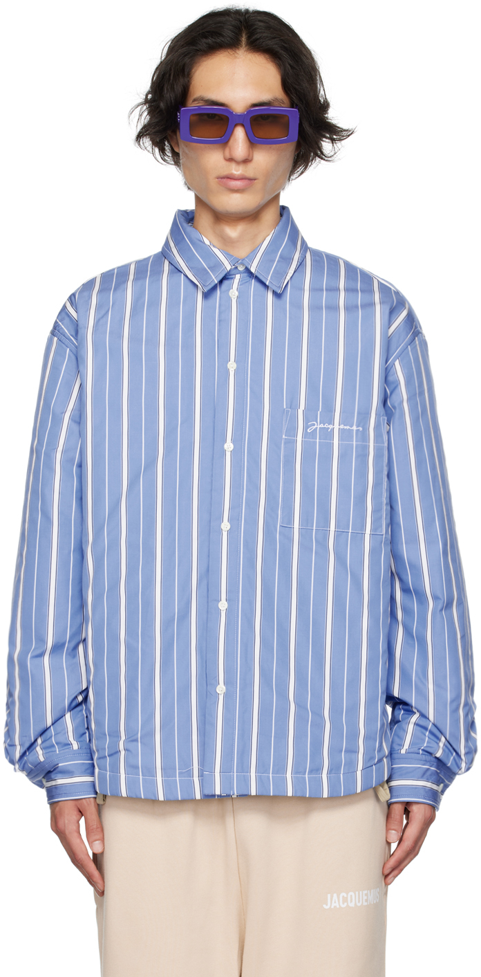 Shop Jacquemus Blue Le Chouchou 'la Chemise Boulanger' Shirt In 3br Blue Stripes