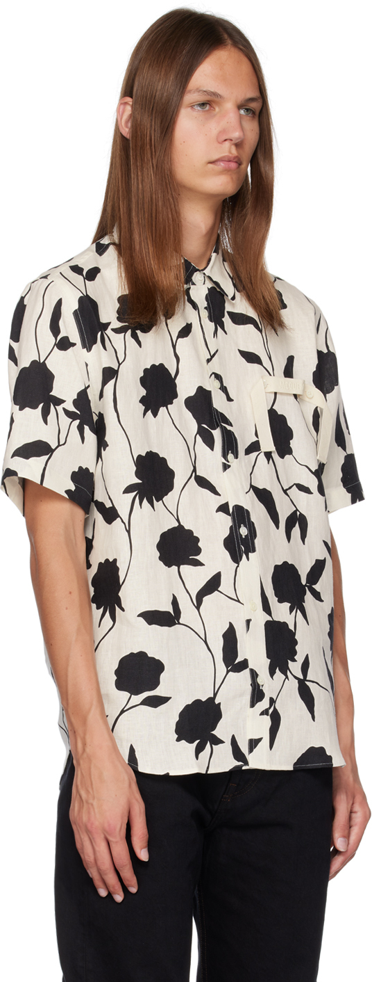 Shop Jacquemus Black & Off-white Le Chouchou 'la Chemise Melo' Shirt In 9ap Print Black Rose