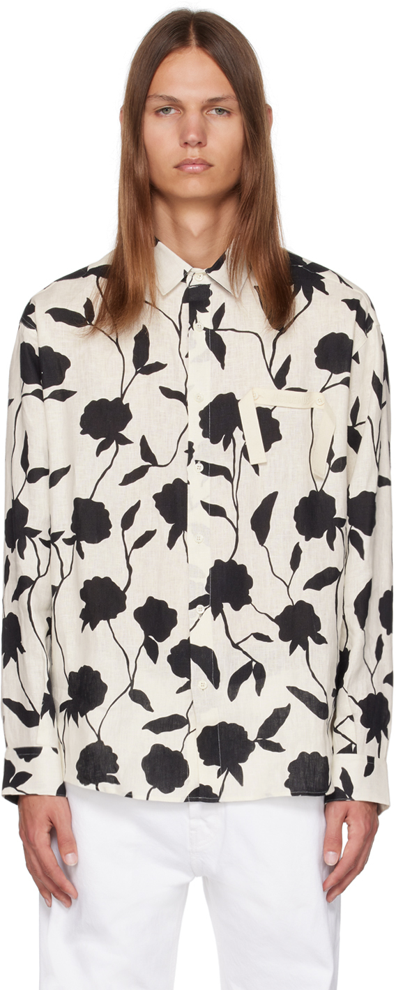 Jacquemus Off-white & Black Le Chouchou 'la Chemise Simon' Shirt In 9ap Print Black Rose