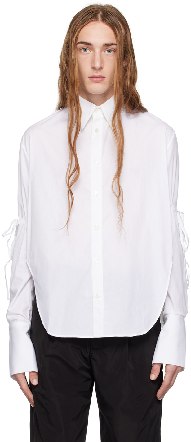 Carlota Barrera White Drawstring Shirt In Plain White