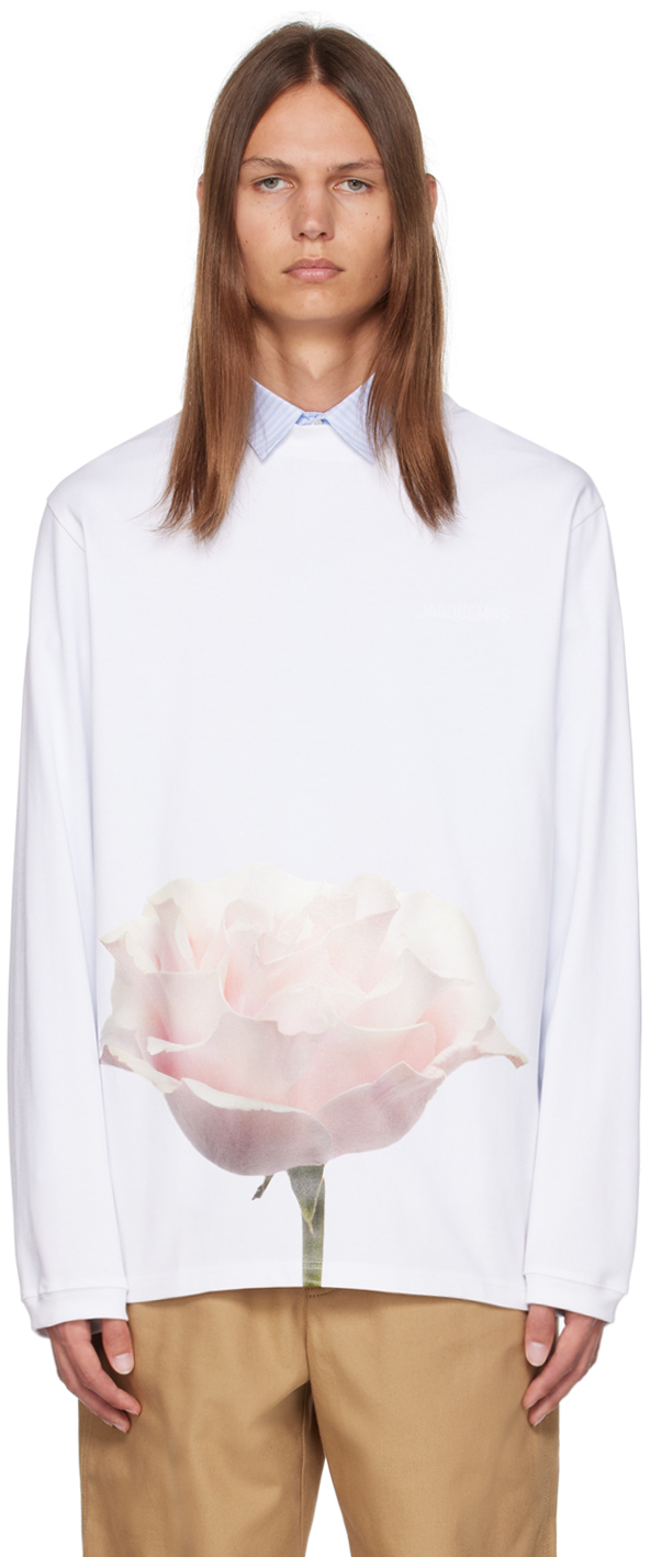 Shop Jacquemus White Le Chouchou 'le T-shirt Rosine' Long Sleeve T-shirt In 1fn Big Rose White