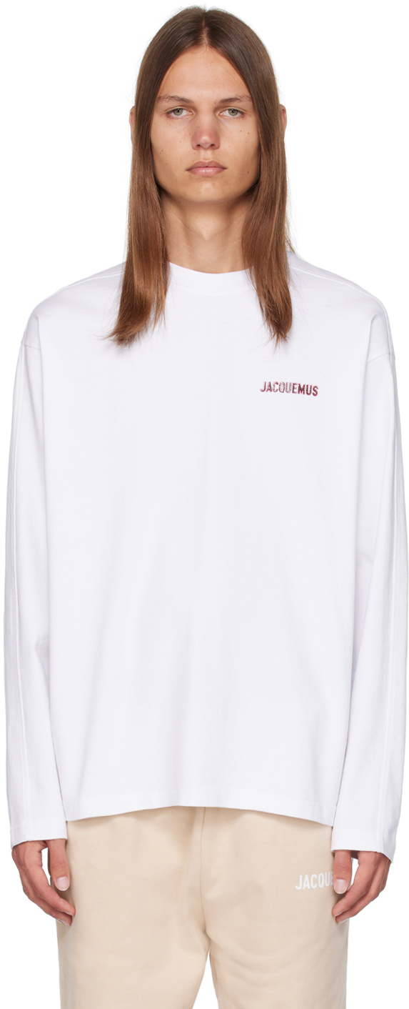 JACQUEMUS White Le Chouchou 'Le T-Shirt Pavane Manches Longues' Long Sleeve T-Shirt