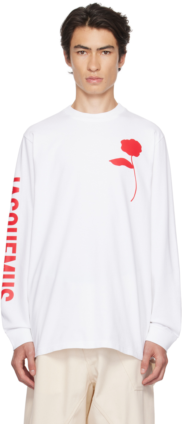 Shop Jacquemus White Le Chouchou 'le T-shirt Ciceri' Long Sleeve T-shirt In 1fr Red Solid Rose W