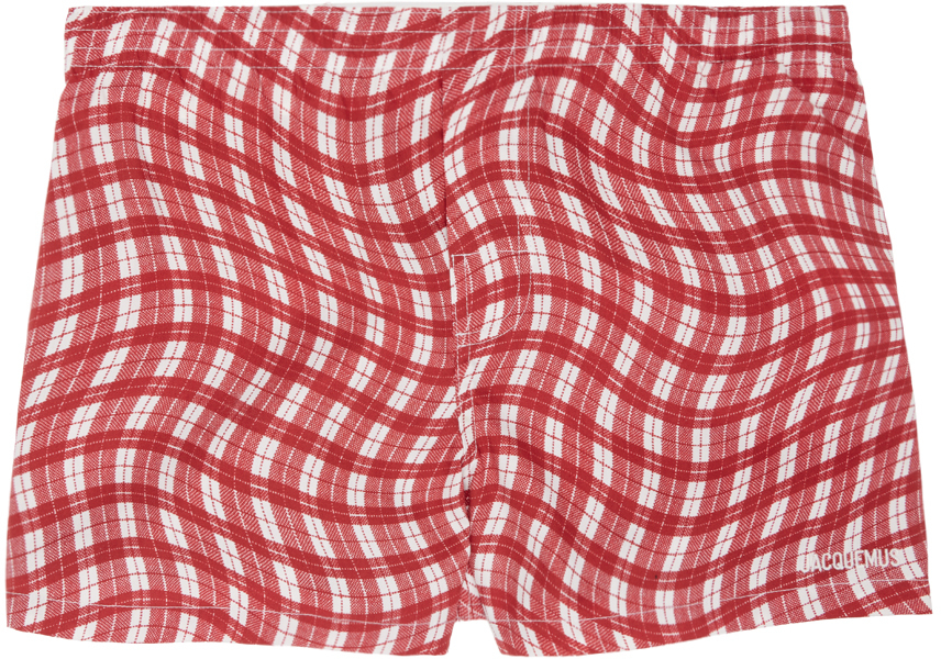 Jacquemus Red & White Le Chouchou 'le Caleçon' Boxers In 4bu Print Dark Red D