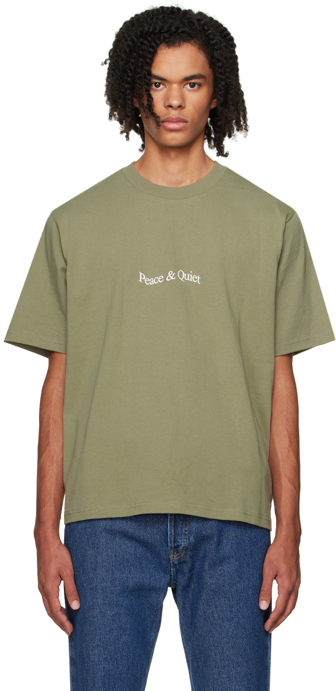 Khaki Wordmark T-Shirt by Museum of Peace & Quiet on Sale