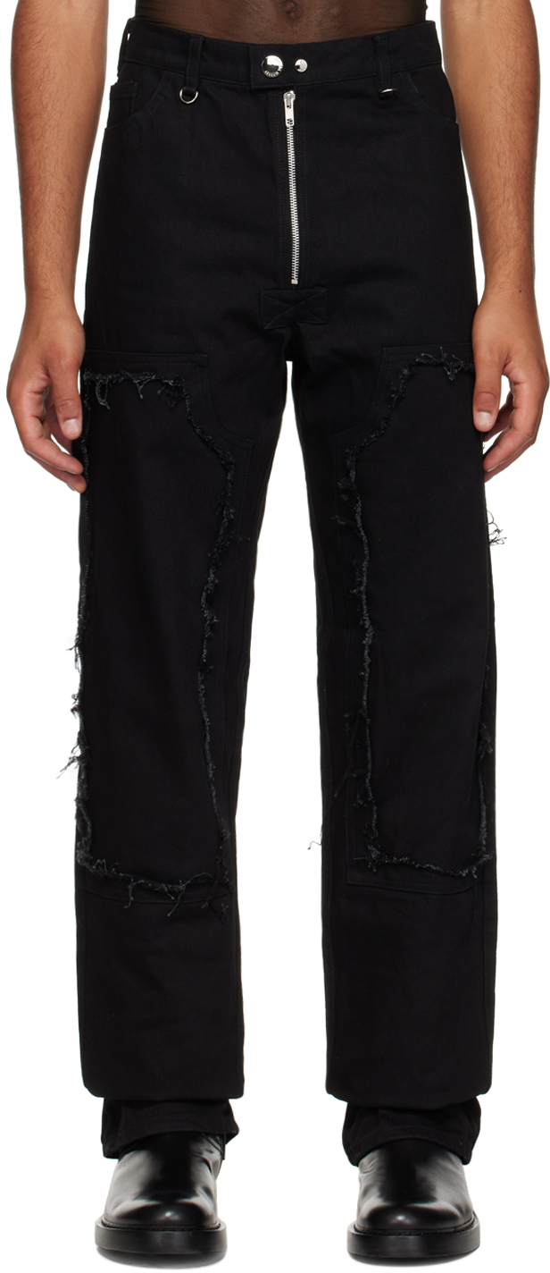 Parnell Mooney Black Frayed Knee Jeans In True Black Denim