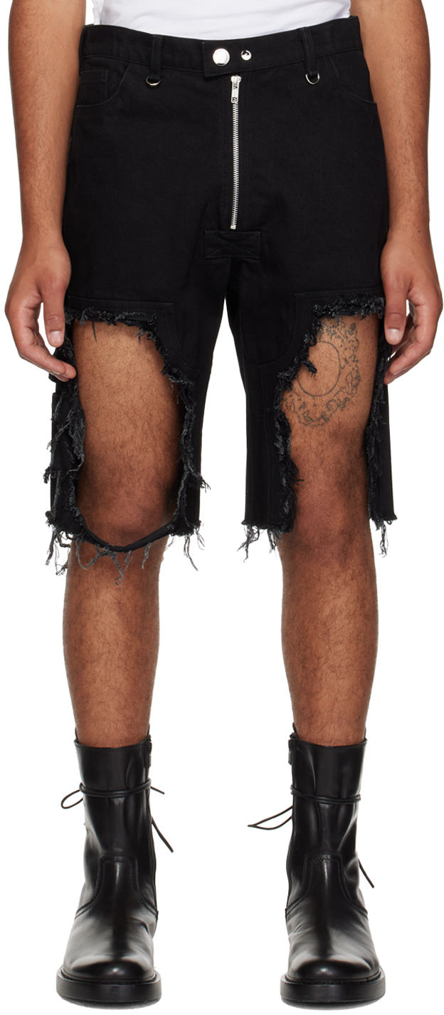 Black 2024 frayed shorts