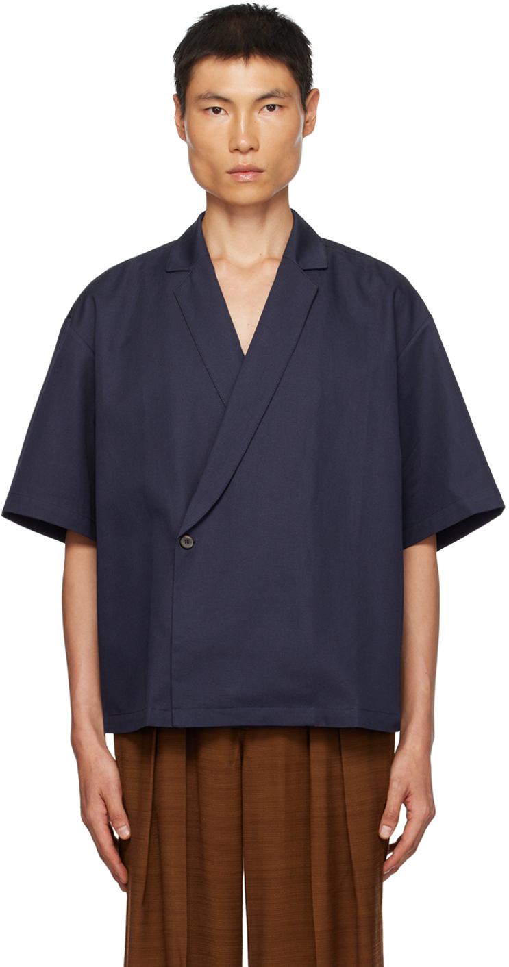 King & Tuckfield: Navy Notched Shirt | SSENSE