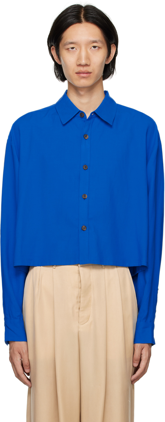 King & Tuckfield Blue Cropped Shirt In Marine