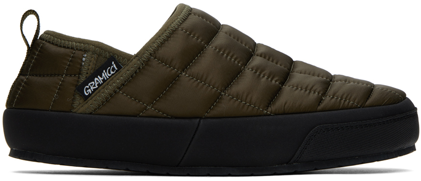 Gramicci Green Thermal Moc Slippers In Deep Olive