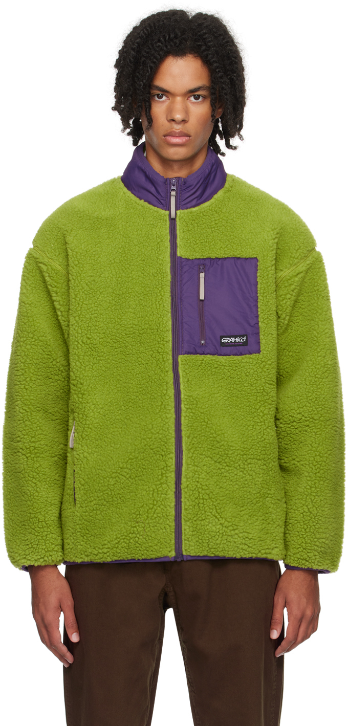 Shop Gramicci Green Stand Collar Jacket In Dusted Lime