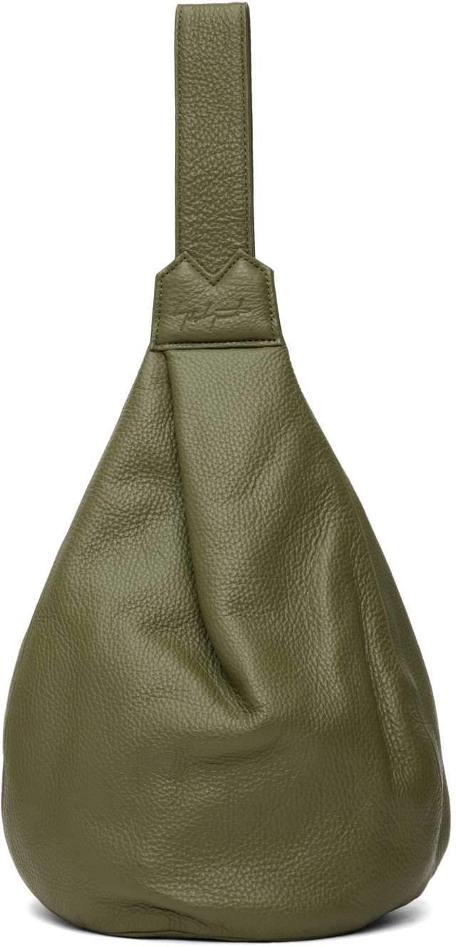 Yohji Yamamoto: Khaki discord Small 'Y' Bag | SSENSE