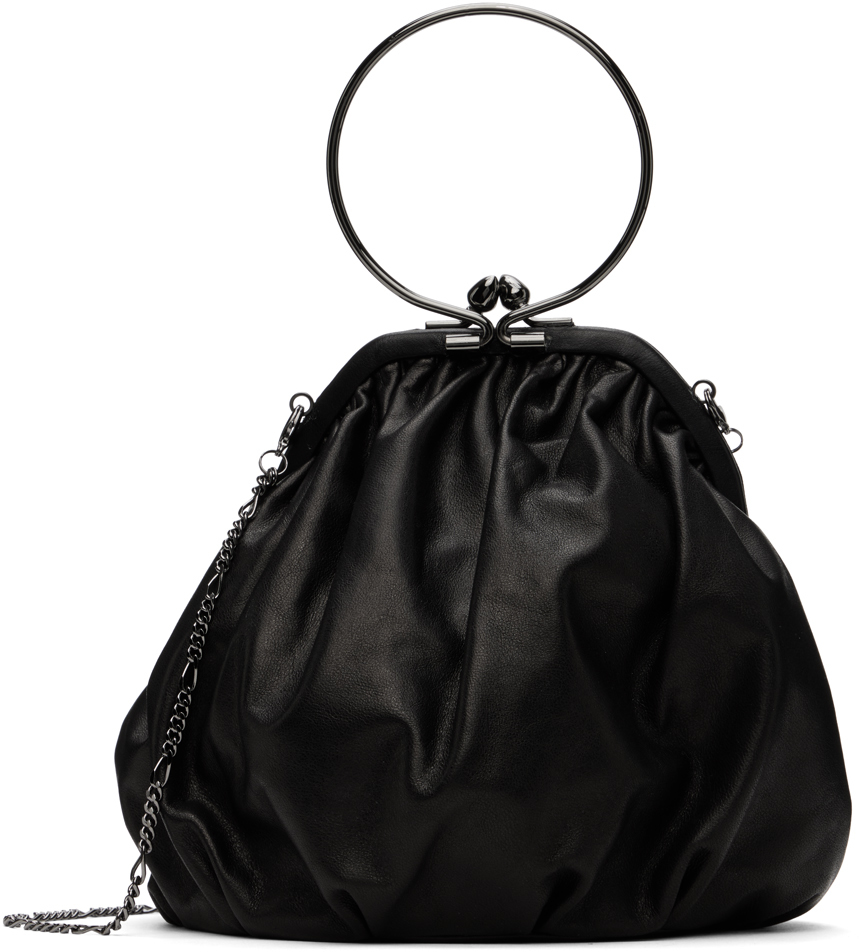 Shop Yohji Yamamoto Black Discord Clasp Drape Bag In 1 Black