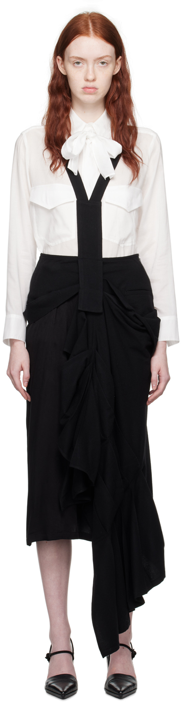 Black Suspenders Midi Skirt