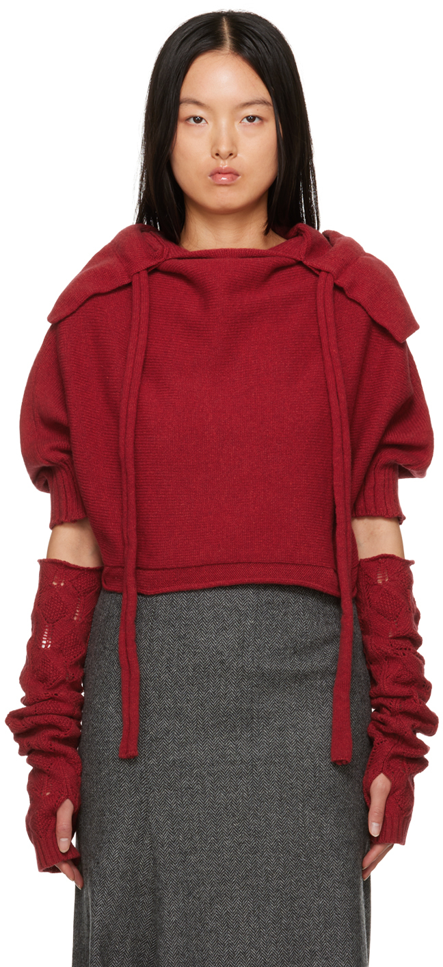 Red sales cropped hoodie