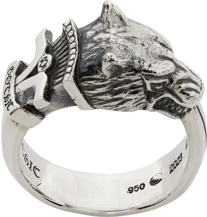 Silver Wolf Dagger Ring