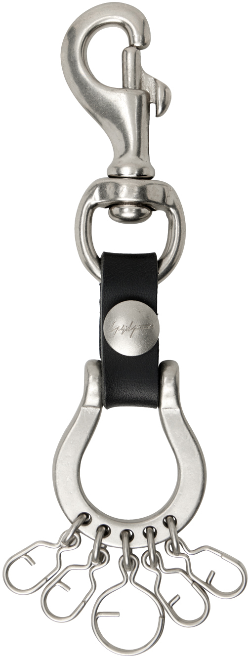 Yohji Yamamoto Black Discord Horseshoe Keychain In 1 Silver